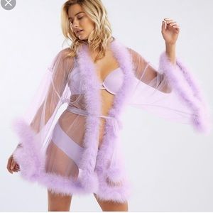 Savage x fenty Rihanna marabou robe in purple xs/s